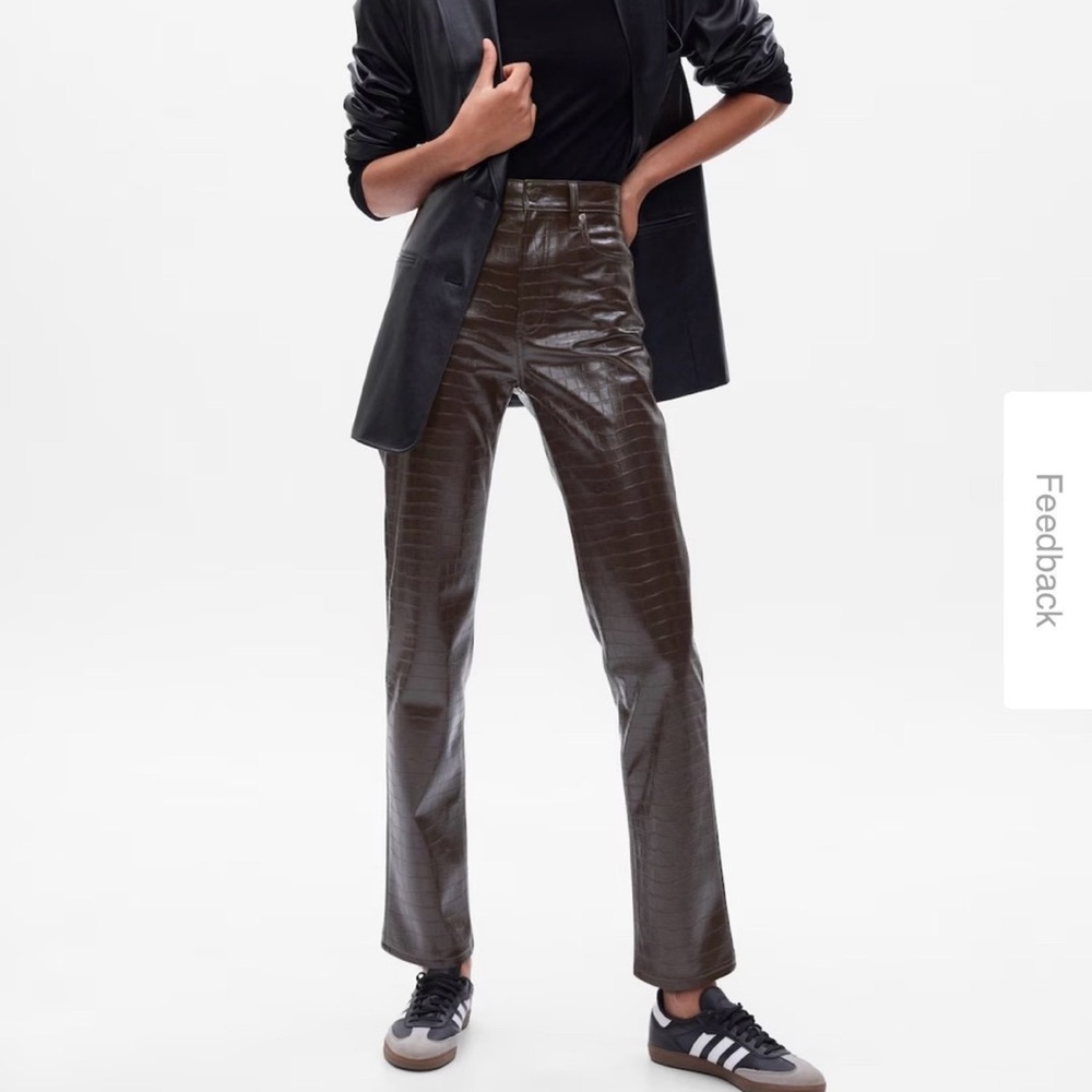 GAP Brown Vegan Leather Croc Pants